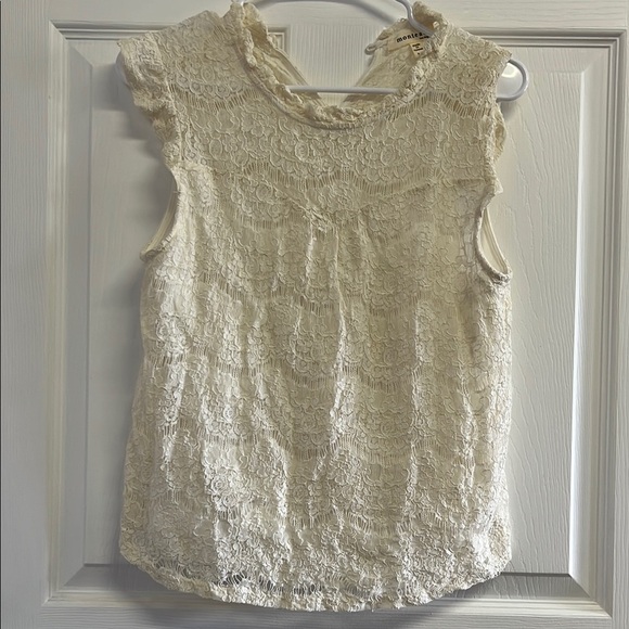 Monteau Tops - Monteau Elegant Lace Sleeveless Top - Cream